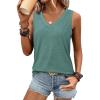 imageATHMILE Women Summer V Neck Tank Top Sleeveless Spring Tee Beach Vacation TopsBlue Green
