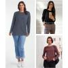 imageATHMILE Long Sleeve Shirts for Women Basic Business Casual Tops Work Clothes 2025 Fall Fashion OutfitsWine Red
