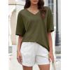 imageATHMILE Womens Summer Oversized Shirts V Neck Plus Size Spring Workout Tops Beach Vacation 2025 Gym ClothesArmy Green