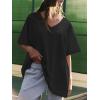 imageATHMILE Womens Summer Oversized Shirts V Neck Plus Size Spring Workout Tops Beach Vacation 2025 Gym ClothesBlack