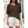 imageATHMILE Womens Summer Oversized Shirts V Neck Plus Size Spring Workout Tops Beach Vacation 2025 Gym ClothesBrown