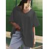 imageATHMILE Womens Summer Oversized Shirts V Neck Plus Size Spring Workout Tops Beach Vacation 2025 Gym ClothesDark Gray