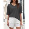 imageATHMILE Womens Summer Oversized Shirts V Neck Plus Size Spring Workout Tops Beach Vacation 2025 Gym ClothesDark Gray