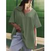 imageATHMILE Womens Summer Oversized Shirts V Neck Plus Size Spring Workout Tops Beach Vacation 2025 Gym ClothesDark Gray Green