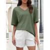 imageATHMILE Womens Summer Oversized Shirts V Neck Plus Size Spring Workout Tops Beach Vacation 2025 Gym ClothesDark Gray Green