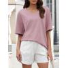 imageATHMILE Womens Summer Oversized Shirts V Neck Plus Size Spring Workout Tops Beach Vacation 2025 Gym ClothesDark Pink