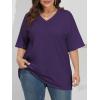 imageATHMILE Womens Summer Oversized Shirts V Neck Plus Size Spring Workout Tops Beach Vacation 2025 Gym ClothesDark Purple