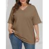 imageATHMILE Womens Summer Oversized Shirts V Neck Plus Size Spring Workout Tops Beach Vacation 2025 Gym ClothesDesert