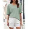 imageATHMILE Womens Summer Oversized Shirts V Neck Plus Size Spring Workout Tops Beach Vacation 2025 Gym ClothesGray Green