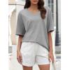 imageATHMILE Womens Summer Oversized Shirts V Neck Plus Size Spring Workout Tops Beach Vacation 2025 Gym ClothesGrey