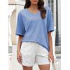 imageATHMILE Womens Summer Oversized Shirts V Neck Plus Size Spring Workout Tops Beach Vacation 2025 Gym ClothesIce Blue