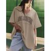 imageATHMILE Womens Summer Oversized Shirts V Neck Plus Size Spring Workout Tops Beach Vacation 2025 Gym ClothesKhaki1