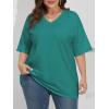 imageATHMILE Womens Summer Oversized Shirts V Neck Plus Size Spring Workout Tops Beach Vacation 2025 Gym ClothesLake Green