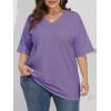imageATHMILE Womens Summer Oversized Shirts V Neck Plus Size Spring Workout Tops Beach Vacation 2025 Gym ClothesLavender