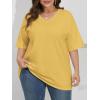 imageATHMILE Womens Summer Oversized Shirts V Neck Plus Size Spring Workout Tops Beach Vacation 2025 Gym ClothesLemon Yellow