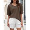 imageATHMILE Womens Summer Oversized Shirts V Neck Plus Size Spring Workout Tops Beach Vacation 2025 Gym ClothesLight Brown