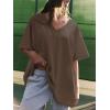 imageATHMILE Womens Summer Oversized Shirts V Neck Plus Size Spring Workout Tops Beach Vacation 2025 Gym ClothesLight Brown