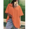 imageATHMILE Womens Summer Oversized Shirts V Neck Plus Size Spring Workout Tops Beach Vacation 2025 Gym ClothesOrange Pink