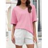 imageATHMILE Womens Summer Oversized Shirts V Neck Plus Size Spring Workout Tops Beach Vacation 2025 Gym ClothesPink