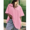 imageATHMILE Womens Summer Oversized Shirts V Neck Plus Size Spring Workout Tops Beach Vacation 2025 Gym ClothesPink