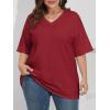 imageATHMILE Womens Summer Oversized Shirts V Neck Plus Size Spring Workout Tops Beach Vacation 2025 Gym ClothesRed