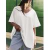 imageATHMILE Womens Summer Oversized Shirts V Neck Plus Size Spring Workout Tops Beach Vacation 2025 Gym ClothesWhite