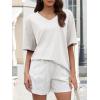 imageATHMILE Womens Summer Oversized Shirts V Neck Plus Size Spring Workout Tops Beach Vacation 2025 Gym ClothesWhite