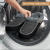 imageATHMILE Mens Slippers Slip On Moccasin Indoor Outdoor Warm Fuzzy Comfy House Shoes Fluffy Wide Loafer Home Bedroom SlippersBlack Black Wool