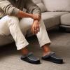 imageATHMILE Mens Slippers Slip On Moccasin Indoor Outdoor Warm Fuzzy Comfy House Shoes Fluffy Wide Loafer Home Bedroom SlippersBlack Black Wool