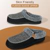 imageATHMILE Mens Slippers Slip On Moccasin Indoor Outdoor Warm Fuzzy Comfy House Shoes Fluffy Wide Loafer Home Bedroom SlippersBlack Black Wool