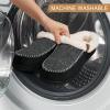 imageATHMILE Mens Slippers Slip On Moccasin Indoor Outdoor Warm Fuzzy Comfy House Shoes Fluffy Wide Loafer Home Bedroom SlippersBlack White Wool