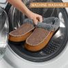 imageATHMILE Mens Slippers Slip On Moccasin Indoor Outdoor Warm Fuzzy Comfy House Shoes Fluffy Wide Loafer Home Bedroom SlippersBrown Black Wool