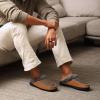 imageATHMILE Mens Slippers Slip On Moccasin Indoor Outdoor Warm Fuzzy Comfy House Shoes Fluffy Wide Loafer Home Bedroom SlippersBrown Black Wool
