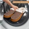 imageATHMILE Mens Slippers Slip On Moccasin Indoor Outdoor Warm Fuzzy Comfy House Shoes Fluffy Wide Loafer Home Bedroom SlippersBrown White Wool