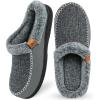 imageATHMILE Mens Slippers Slip On Moccasin Indoor Outdoor Warm Fuzzy Comfy House Shoes Fluffy Wide Loafer Home Bedroom SlippersGrey Black Wool