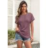 imageATHMILE Womens Tops Summer Sweaters Regular Fit Short Sleeve Shirts Fashion Dressy Casual Business Tunic Blouses 2025Burgundy