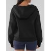 imageATHMILE Womens Hoodies Long Sleeve Fleece Quarter Zip Pullover Workout Oversized Sweatshirt Fall Winter Crop Jacket Tops 2025Black