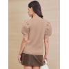 imageATHMILE Womens Puff Short Sleeve Sweater Tops 2025 Spring Summer Fall Trendy Casual T Shirts BlousesAbeige