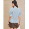 imageATHMILE Womens Puff Short Sleeve Sweater Tops 2025 Spring Summer Fall Trendy Casual T Shirts BlousesAlight Blue