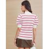imageATHMILE Womens Puff Short Sleeve Sweater Tops 2025 Spring Summer Fall Trendy Casual T Shirts BlousesAred Stripe