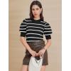 imageATHMILE Womens Puff Short Sleeve Sweater Tops 2025 Spring Summer Fall Trendy Casual T Shirts BlousesAwhite Stripe