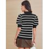 imageATHMILE Womens Puff Short Sleeve Sweater Tops 2025 Spring Summer Fall Trendy Casual T Shirts BlousesAwhite Stripe