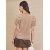 imageATHMILE Womens Puff Short Sleeve Sweater Tops 2025 Spring Summer Fall Trendy Casual T Shirts BlousesBbeige