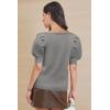 imageATHMILE Womens Puff Short Sleeve Sweater Tops 2025 Spring Summer Fall Trendy Casual T Shirts BlousesCdark Grey