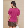 imageATHMILE Womens Puff Short Sleeve Sweater Tops 2025 Spring Summer Fall Trendy Casual T Shirts BlousesChot Pink
