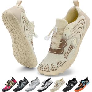 imageATHMILE Water Shoes for Women Men Quick Dry Beach Barefoot Aqua Swim Shoes NonSlip for Wading Rafting Hiking KayakingC Beige