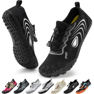 imageATHMILE Water Shoes for Women Men Quick Dry Beach Barefoot Aqua Swim Shoes NonSlip for Wading Rafting Hiking KayakingC Black