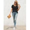 imageATHMILE T Shirts Short Sleeve V Neck Tees for Women Fashion Tops Trendy Lightweight Casual Summer Outfits Clothes 2025 BeachBlack