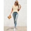 imageATHMILE T Shirts Short Sleeve V Neck Tees for Women Fashion Tops Trendy Lightweight Casual Summer Outfits Clothes 2025 BeachCream