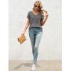 imageATHMILE T Shirts Short Sleeve V Neck Tees for Women Fashion Tops Trendy Lightweight Casual Summer Outfits Clothes 2025 BeachGrey